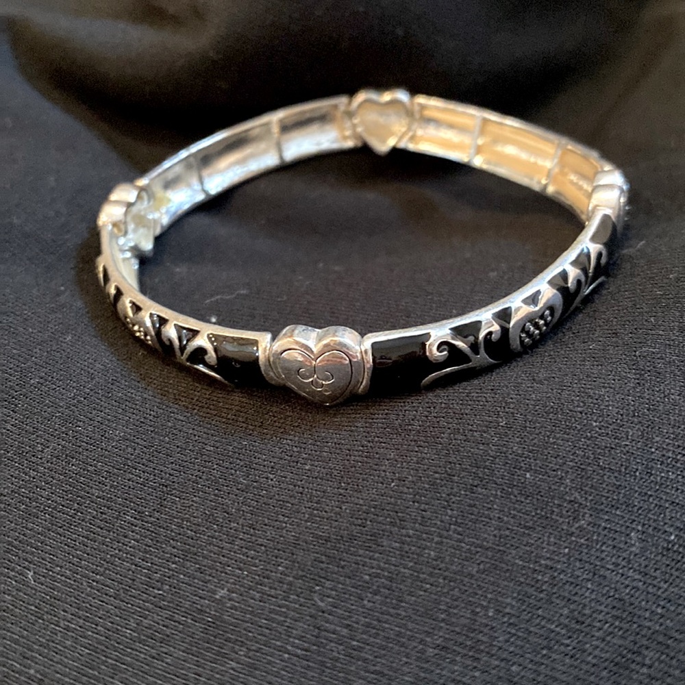 Lovely black Brighton bracelet with silver heart accents!